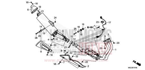 SILENCIEUX D'ECHAPPEMENT CBR500RAD de 2013